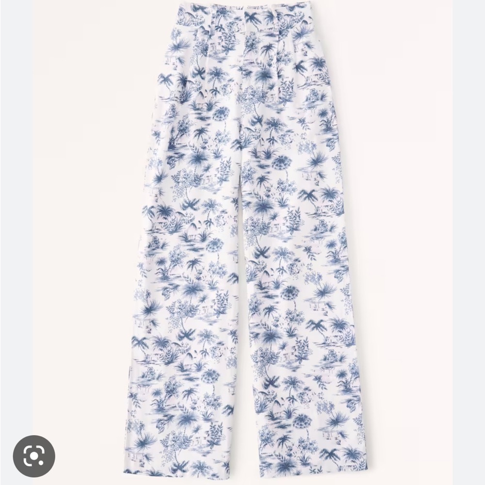 Abercrombie tailored linen blend wide leg pants